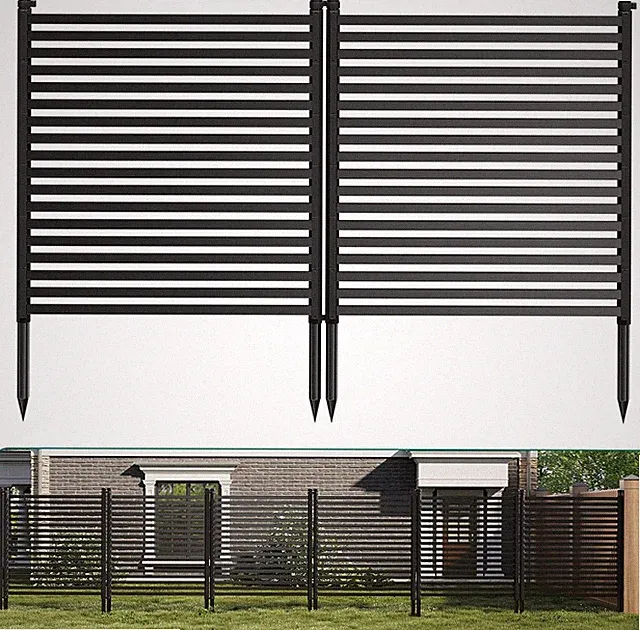 Decorative Garden Privacy Fence, 48" H X 71" W No-Dig Metal Panels, Rustproof Ou