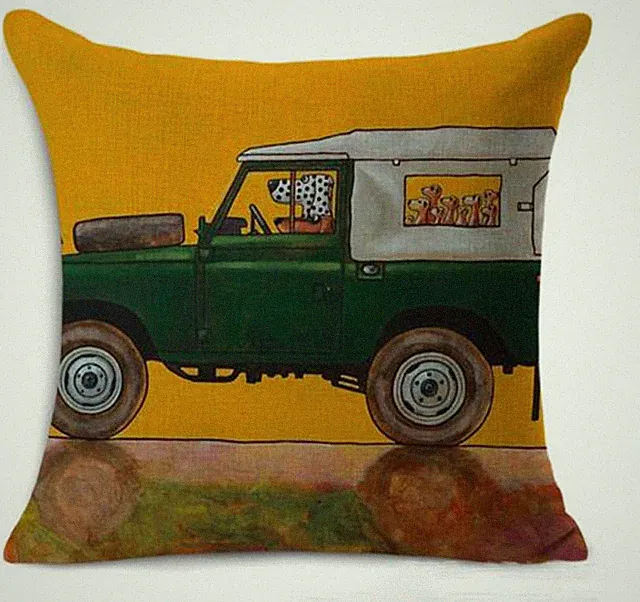 Decorative Pillow Case with Dog Driver Design,Cushion Cover - Bed/Kids/sofa18x18