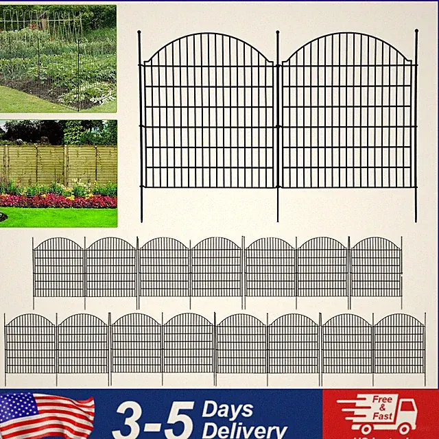 Decorative Tall Garden Fence - 15 Panels, 32" H x 29' L,（No Dig Dog Barrier）