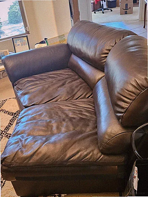 Deep brown leather two-piece Transitional Sectional Sofas