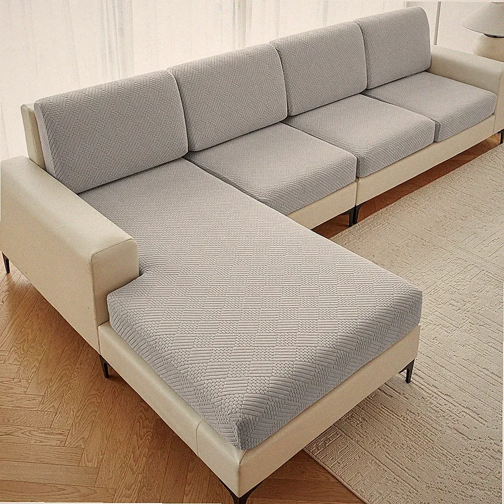 Deep Dream 8 Piece Sectional Couch Covers for L Shaped Sofa - Light Grey