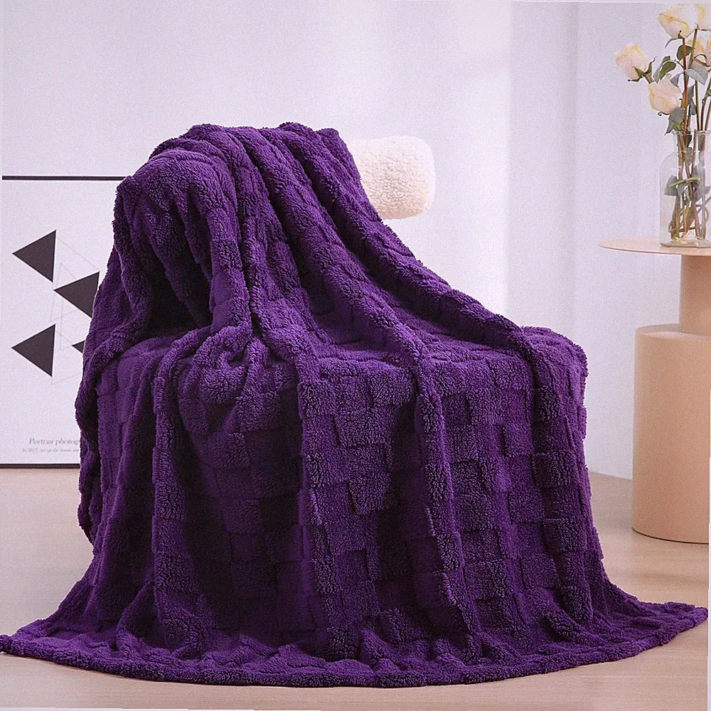 Deep Purple Fleece Throw Blanket 50”×60” for Couch Sofa Bed,Super Soft Cozy