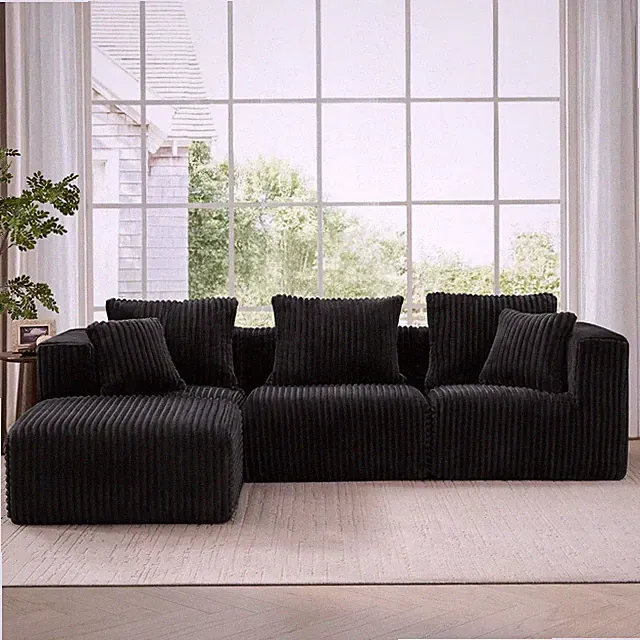 Deep Seat L Shaped Couch, Modular Boneless Sectional Sofa, Modern Cloud Sectiona