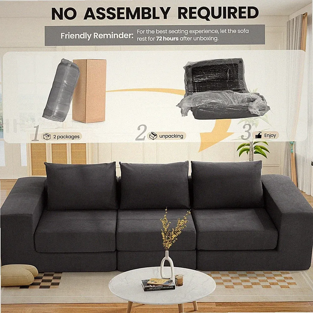 Deep Seat & Non Slip Base, Modern Cozy Sectional Couches Loveseat Sofa Bed Couch