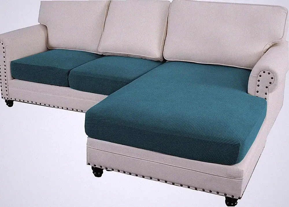 Deep Teal Sectional Couch Covers - 3 Piece L Shape Cushion Set