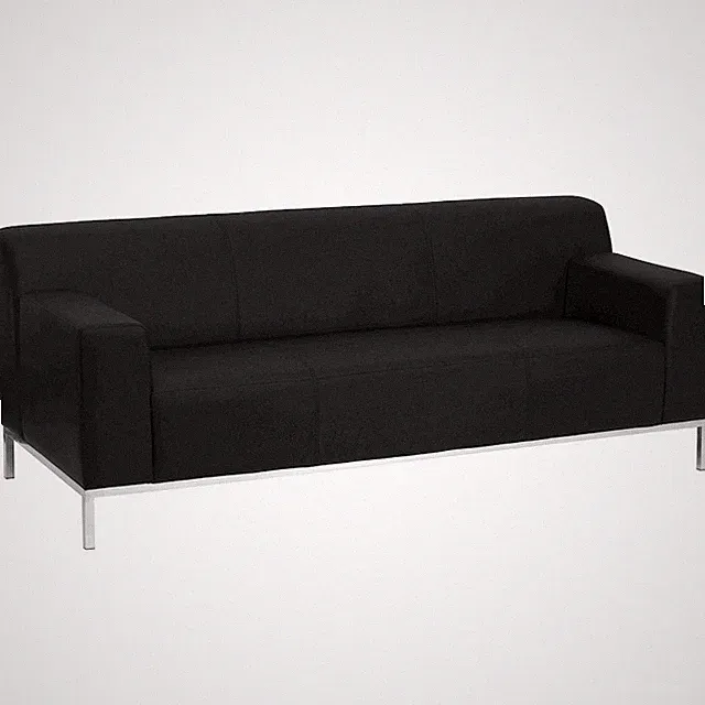 Definity Contemporary Black LeatherSoft Sofa with Stainless Steel Frame