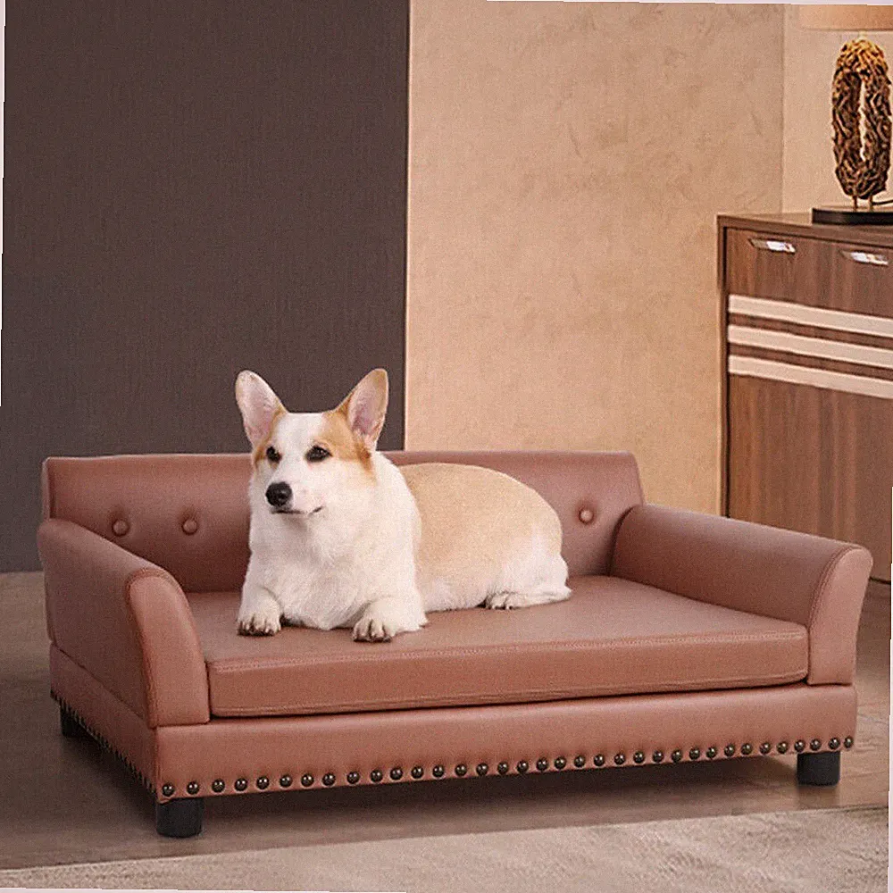Deluxe Large Waterproof Pet Sofa Cat Bed Dog Coach PU Leather Room Furniture