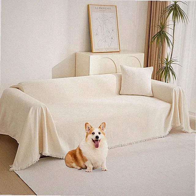 Designed for Pets Beige Sofa Cover for 3 Cushions Sofa Couch Cover, 71‘ X 150’