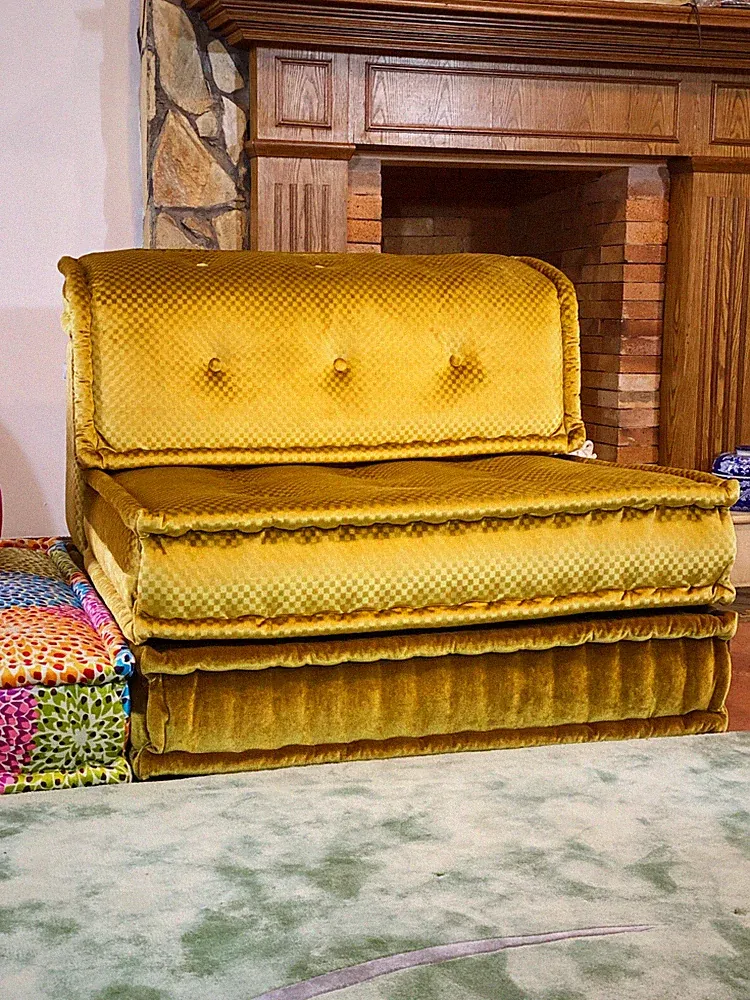 Designer Modular Mah Jong Sofa Sectional Double Layer Sofa Couch Metallic Gold