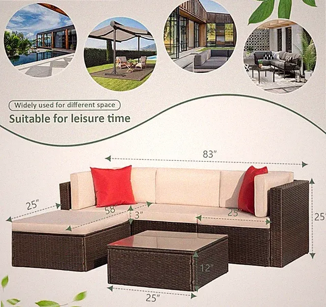 DEVOKO 5 PEICE ALL WEATHER OUTDOOR FURNITURE SET
