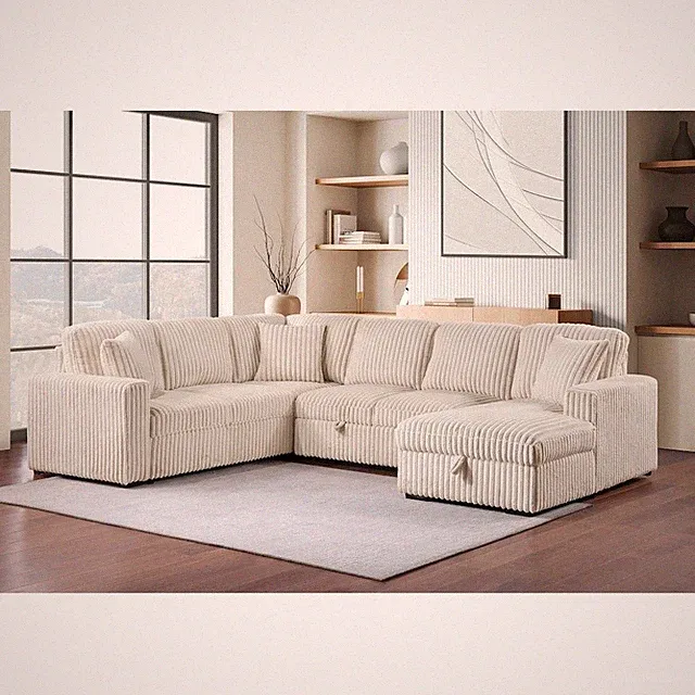 Devonshire Sleeper Sectional Sofa Storage Chaise Camel