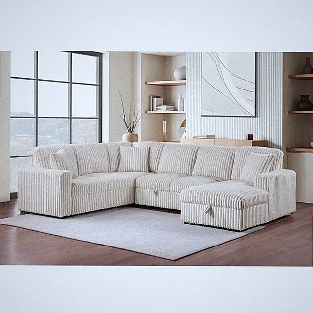 Devonshire Sleeper Sectional Sofa Storage Chaise Camel