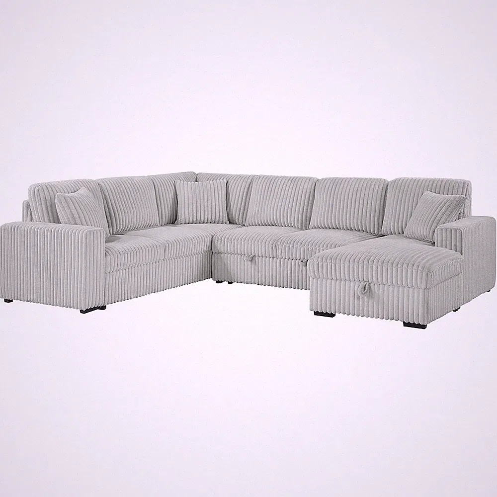 Devonshire Sleeper Sectional Sofa Storage Chaise Grey