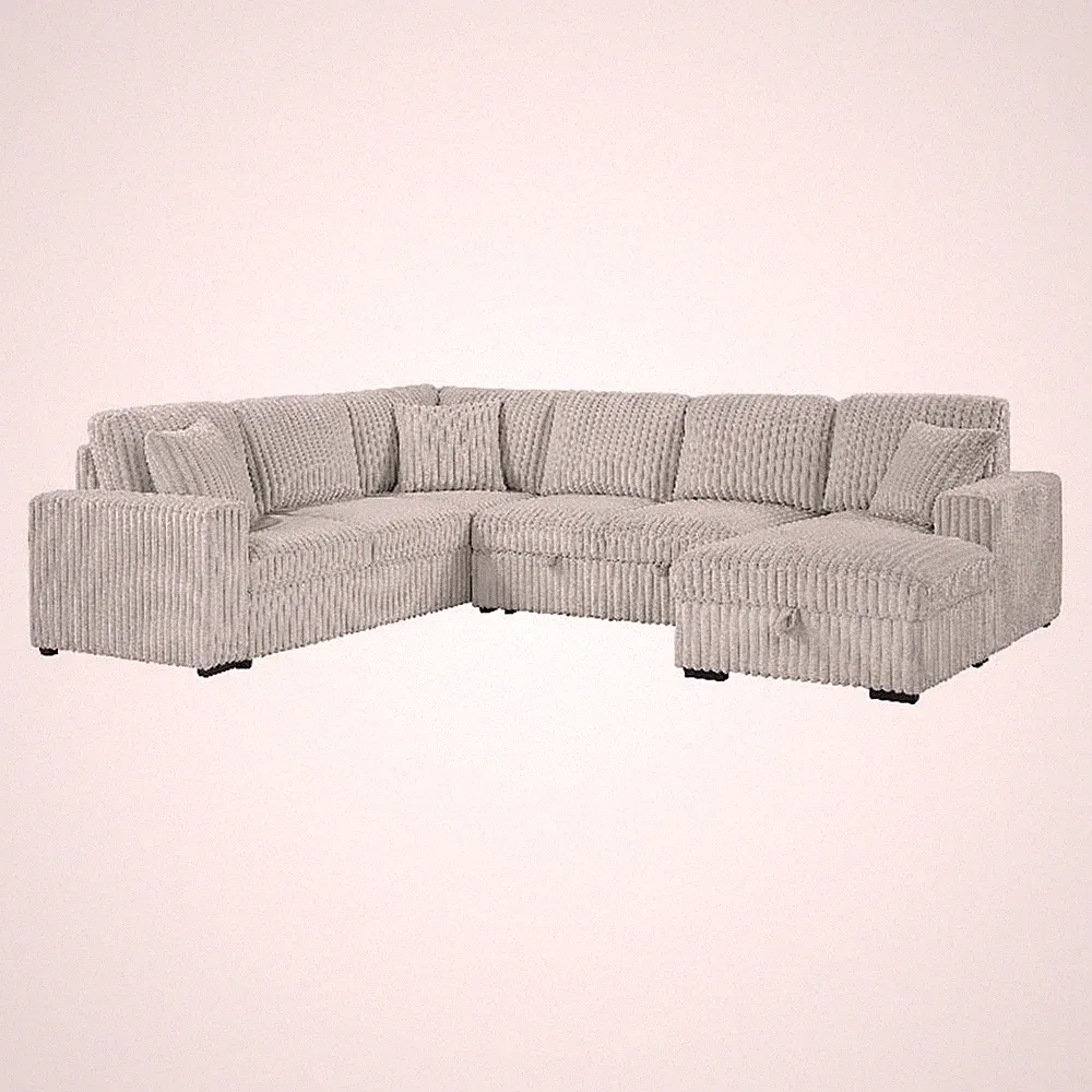 Devonshire Sleeper Sectional Sofa Storage Chaise Grey