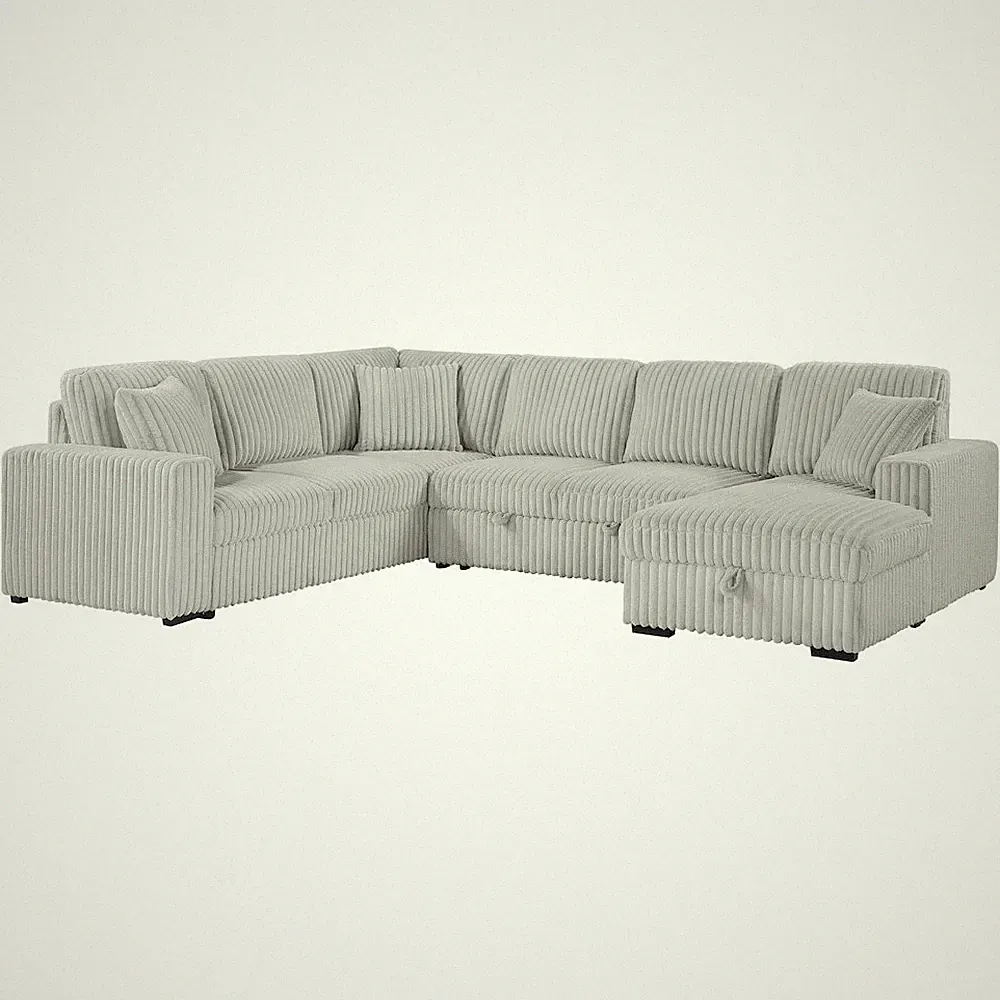 Devonshire Sleeper Sectional Sofa Storage Chaise Grey