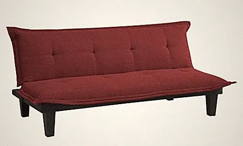 DHP LODGE CONVERTIBLE FUTON COUCH BED WITH MICROFIBER UPHOLSTERY AND WOOD - RED