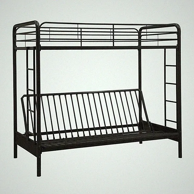 DHP Twin over Convertible Futon Sofa Bunk Bed in Black