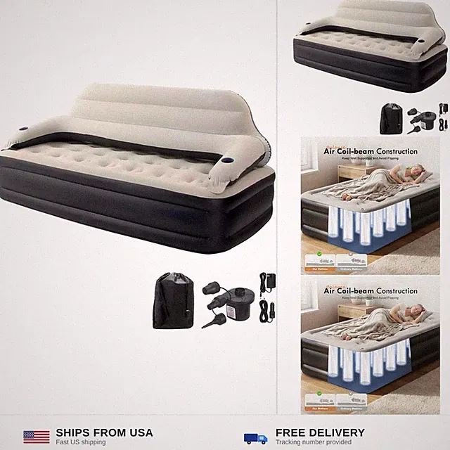 DIMAR GARDEN Twin Size Air Sofa Bed Mattress with Headboard and Pump,Blow Up...