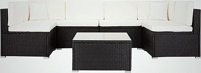 Diona Black/White Outdoor Sectional Set for Chic Living Spaces