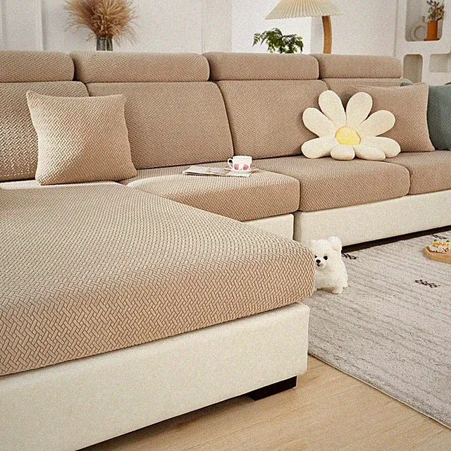 Disayu Pet-Friendly Stretch Sofa Couch Covers Universal Fit Light Coffee