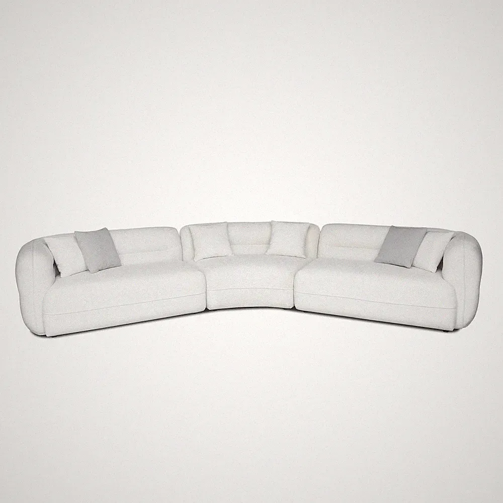 Divani Casa Gypsy - Modern Off-White Fabric Curved Sectional Sofa