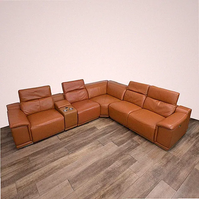 Divanitalia Genuine Italian Leather Power Reclining 6PC Sectional with
