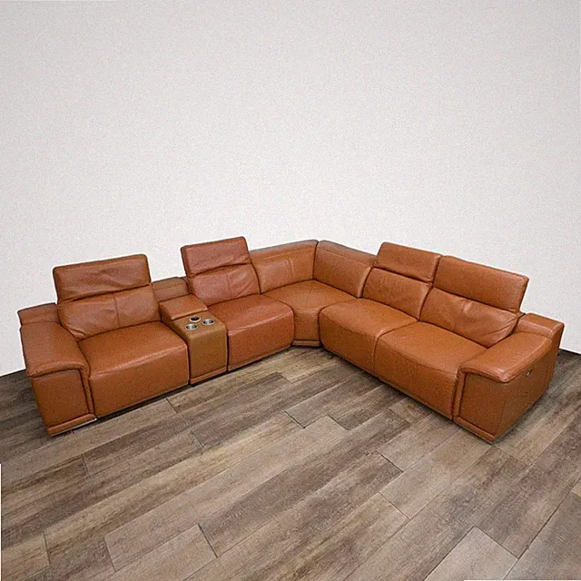Divanitalia Genuine Italian Leather Power Reclining 6PC Sectional with