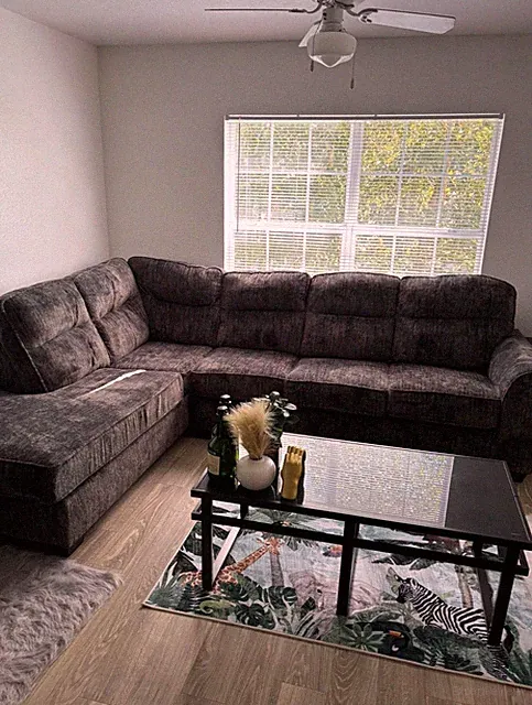 Divano Roma Classic Linen Sectional Sofa with Left Chaise Lounge - Dark Gray...
