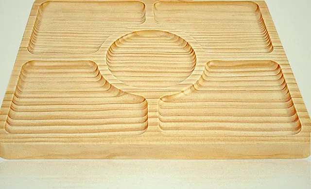 Divided Wood Serving Tray, Rectangular Tray Chip and Dip Platter, Serving Tray w