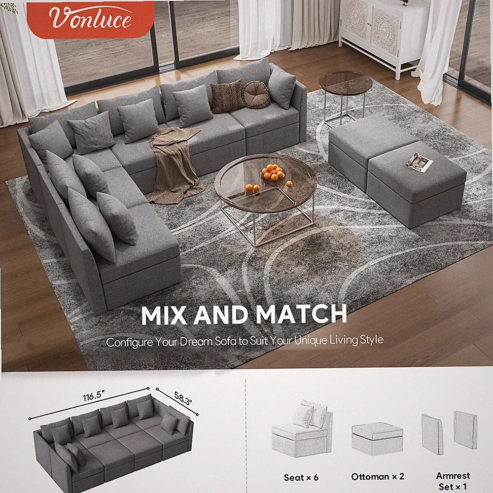 DIY Sofa Multi-Comb. Chaise 3/4/5 Seats Lounge Corner Sofa Sectional Sofa Sofa