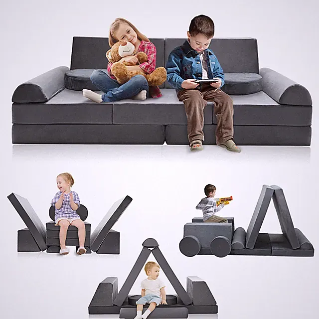 Docred Kids Play Couch 10 pcs Modular Kids Play Couch High-density Foam Fold Out