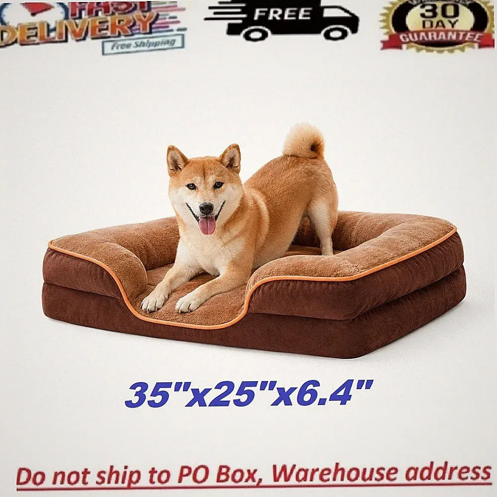 Dog Bed for Large Size Dogs with Non-Slip Base Orthopedic Pet Sofa 35" L