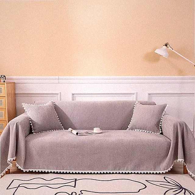 Dog-Friendly Grey Sectional Couch Cover, Machine Washable, Easy Install 71" X150
