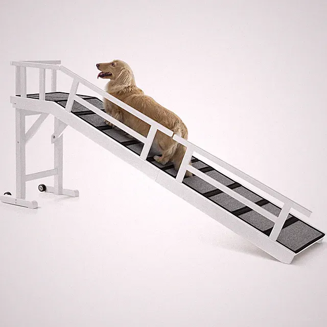 Dog Ramp for Bed or Couch, Wooden Pet Ramp with 20° Gentle Slope, Removable