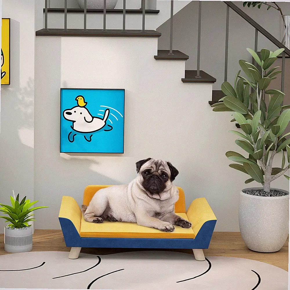 Dog Sofa Bed for Small Dogs with Soft Cushion & Washable Cover