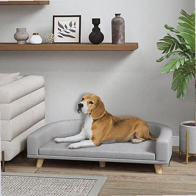 Dog Sofa Couch with Washable Cushion for Large Dogs, Cats, Gray