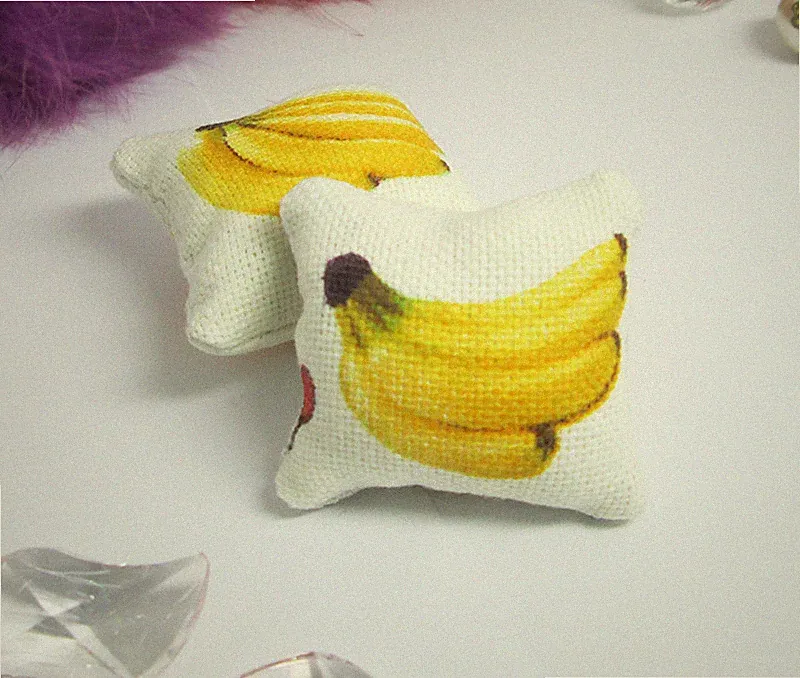 Dollhouse Miniature 2PCS Banana Pillow Cushions For Sofa Couch Bed 1/12 Doll