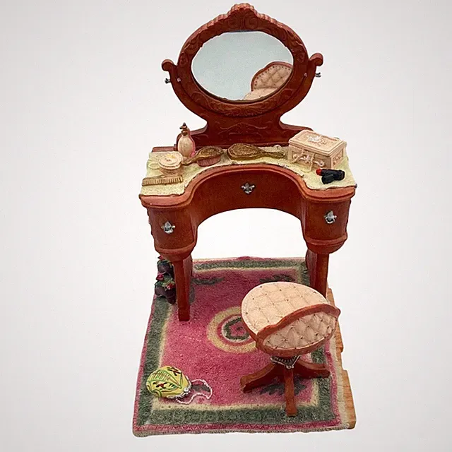 Dollhouse Section Boudoir Victorian Vanity Resin Chair Rug Romantic Oversized