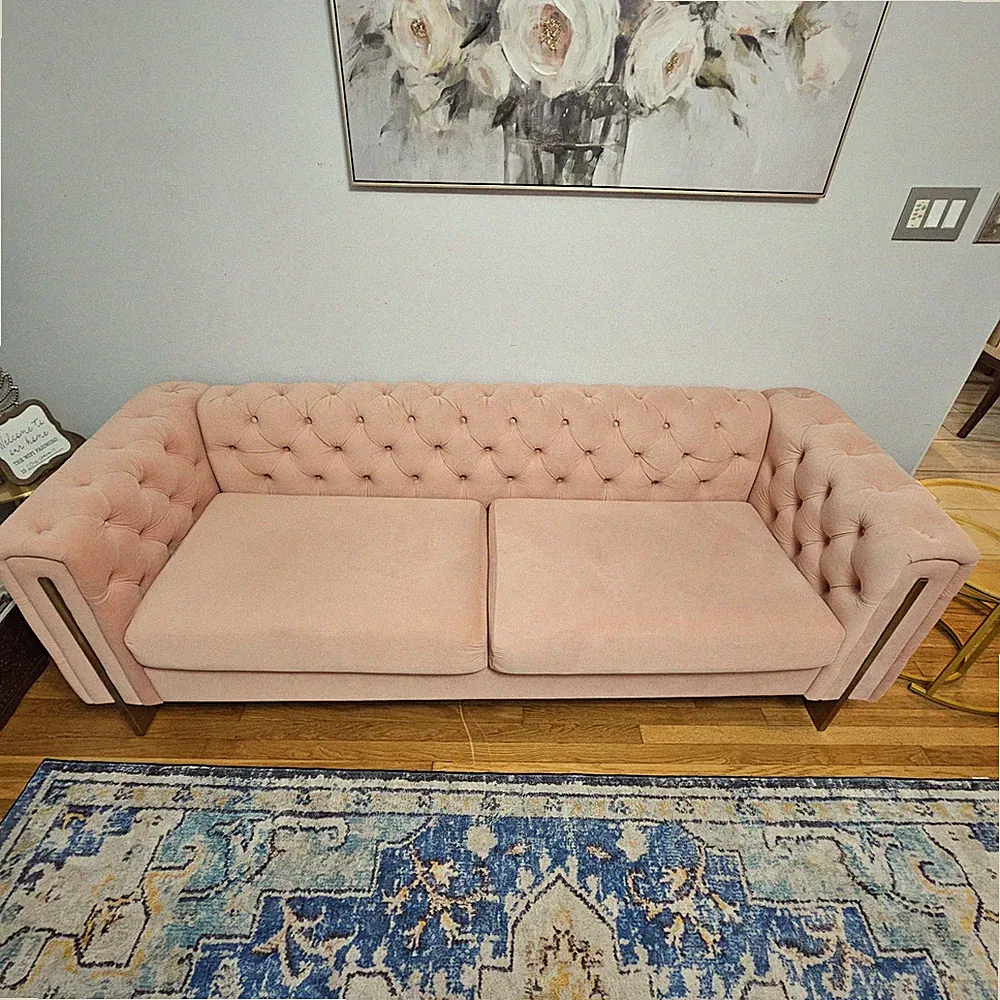 Dolonm Modern Velvet 84 Inches Long Tufted Couch Upholstered Sofa - Used