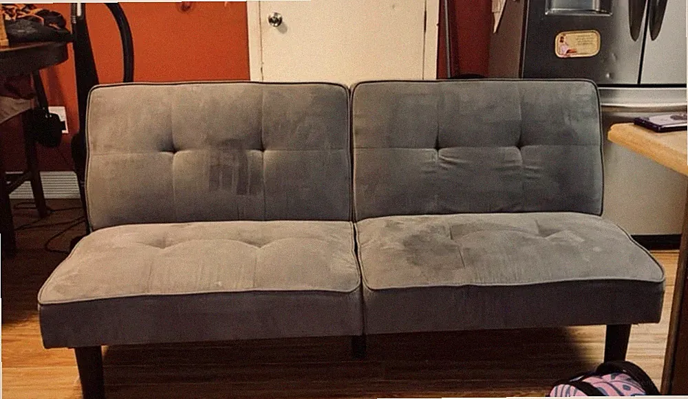 Dorel Home Products Gray Convertible Futon Sofa Bed Tufted Adjustable Back