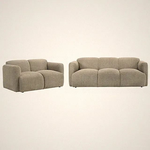Dorset 2-piece Upholstered Round Track Arm Sofa Set Brown