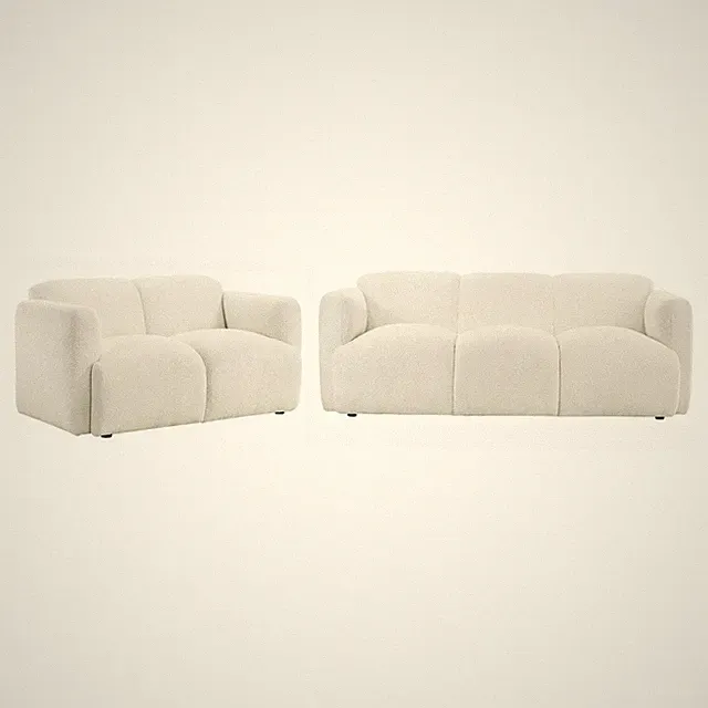 Dorset 2-piece Upholstered Round Track Arm Sofa Set White