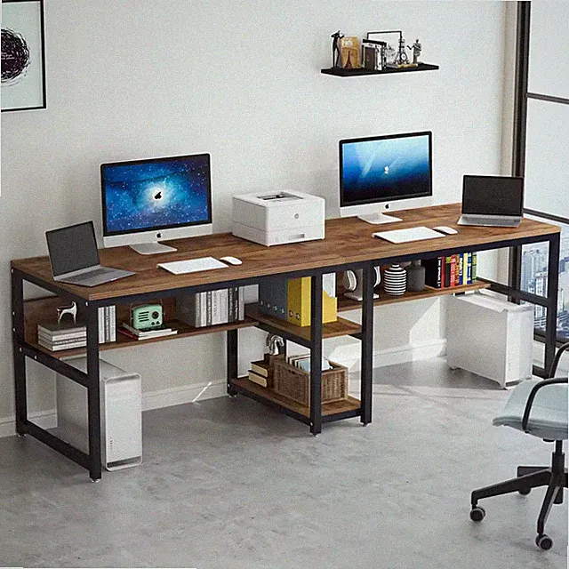 Double Computer Desk With Bookshelf 78.7 Inch NEW