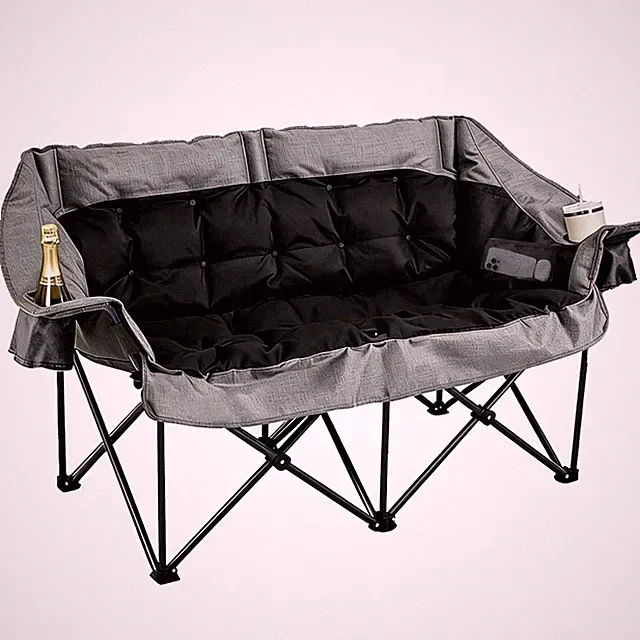 Double Seater Camping Chair, Padded Loveseat Chair for 2 Person, Oversized He...