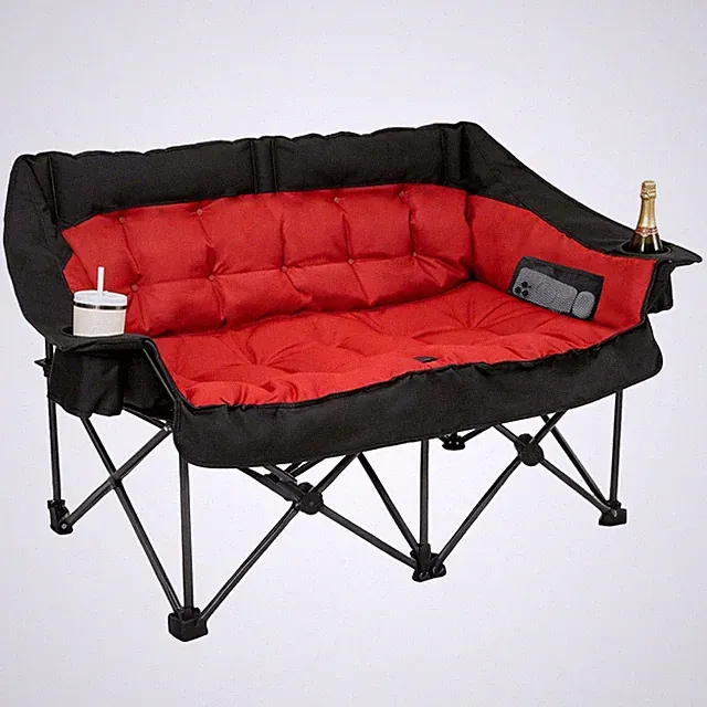 Double Seater Camping Chair, Padded Loveseat Chair for 2 Person, Oversized He...