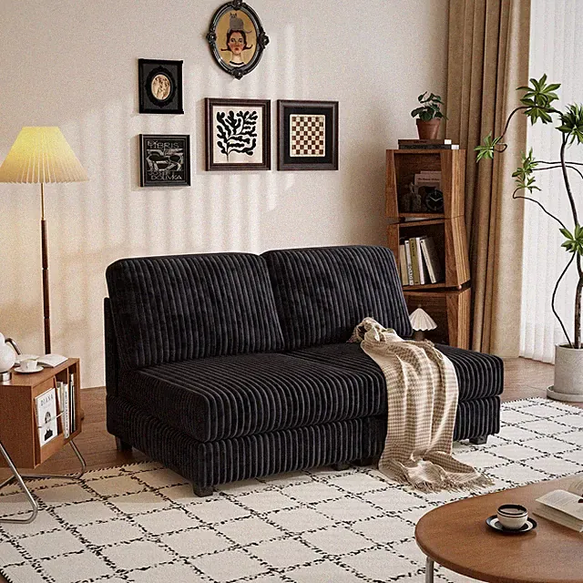 Double-seater Sofa, Made of Comfortable and Soft Corduroy Fabric, Suitable f