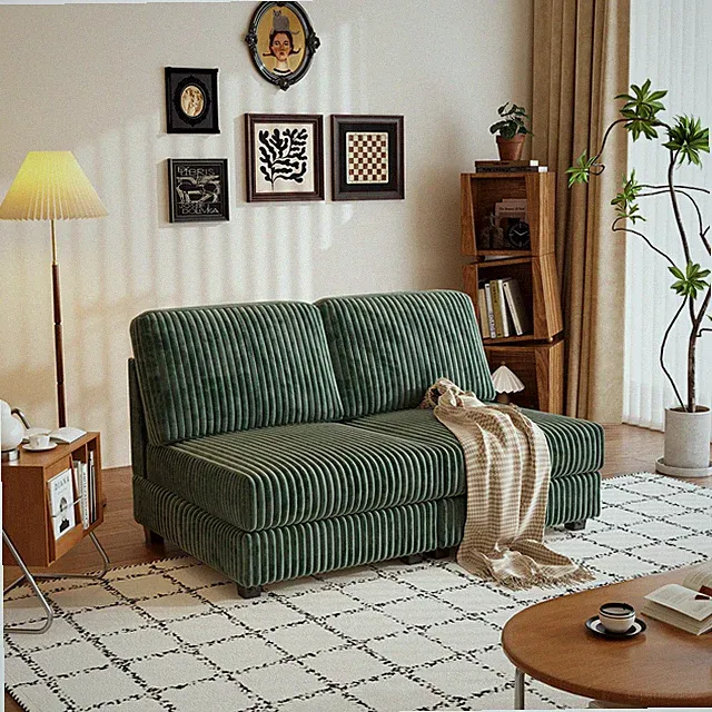 Double-seater Sofa, Made of Comfortable and Soft Corduroy Fabric, Suitable fo