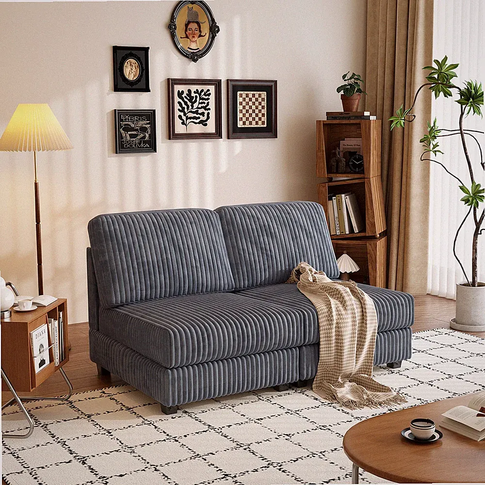 Double-seater Sofa, Made of Comfortable and Soft Corduroy Fabric, Suitable for