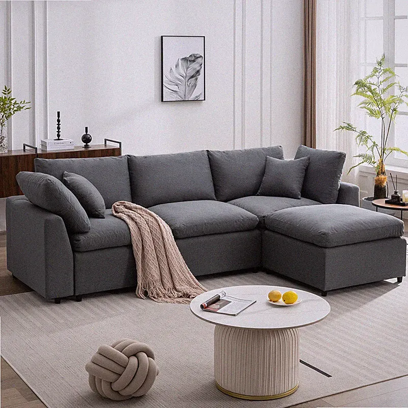 Down Filled Upholstery Convertible Sectional Sofa Couch with Reversible Chaise
