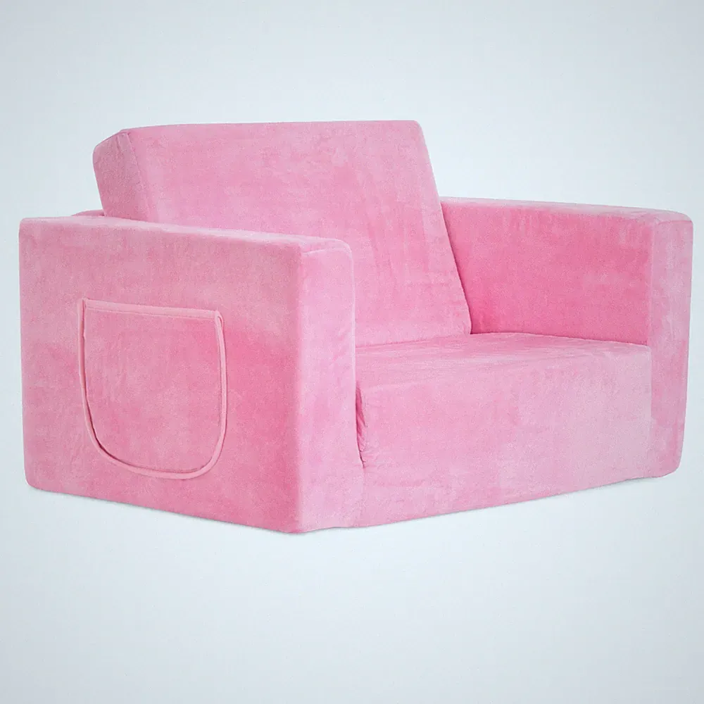 Dream On Me Nestle Kids Sofa in Pink, 2-in-1 Convertible Sofa to Lounger
